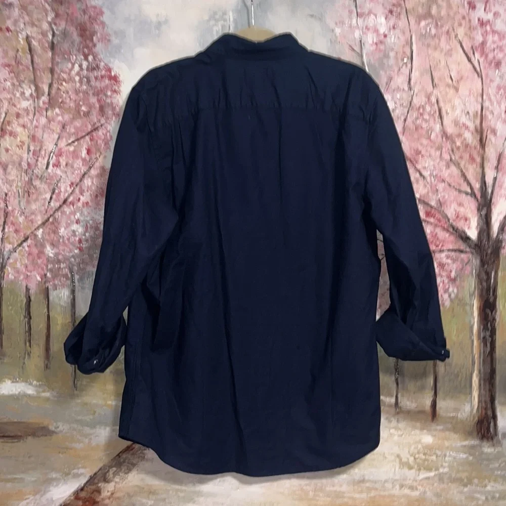 Gap Size XL Navy Dark Blue Shirt Textured Long Sleeve Collared Button Front EUC